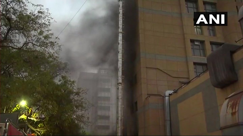 As many as 24 fire tenders were rushed to control the fire at AIIMS Trauma Centre in New Delhi. Photo/ANI