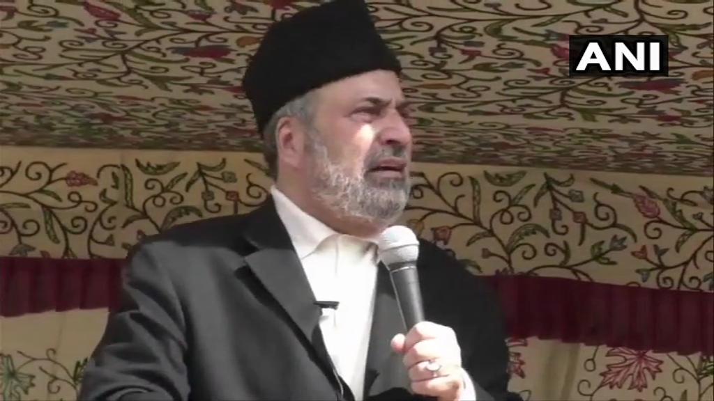 PDP leader Muzaffar Hussain Beig addressing a gathering on Tuesday
