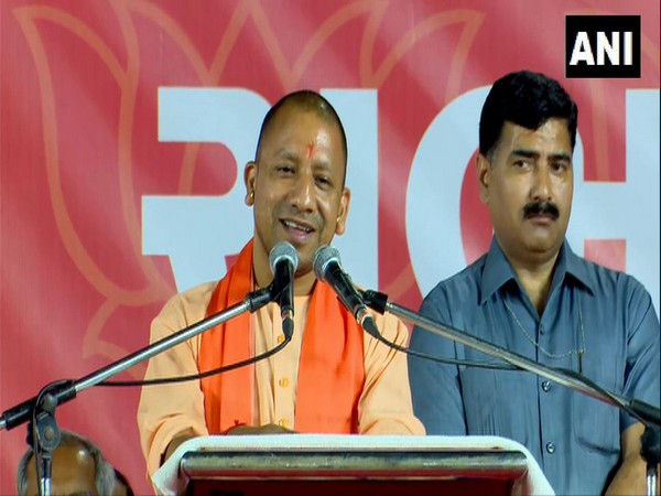 Uttar Pradesh CM Yogi Adityanath addresses public in Ahmedabad on Wednesday. [Photo/ANI]
