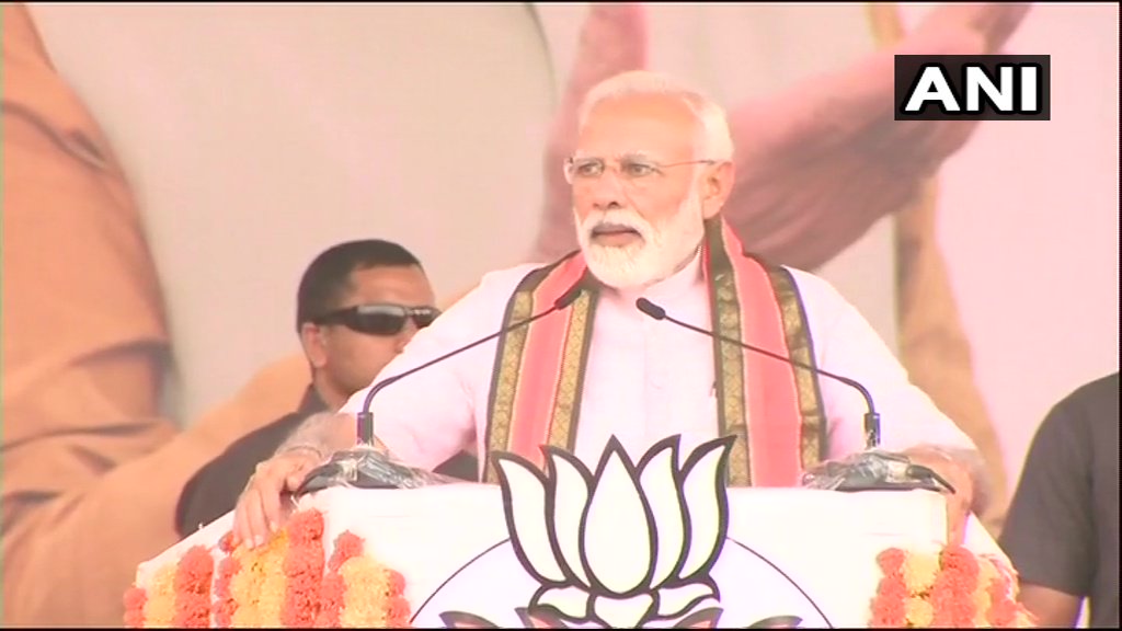 Prime Minister Narendra Modi addressing an election rally in Koppal, Karnataka on Friday. Photo/ANI