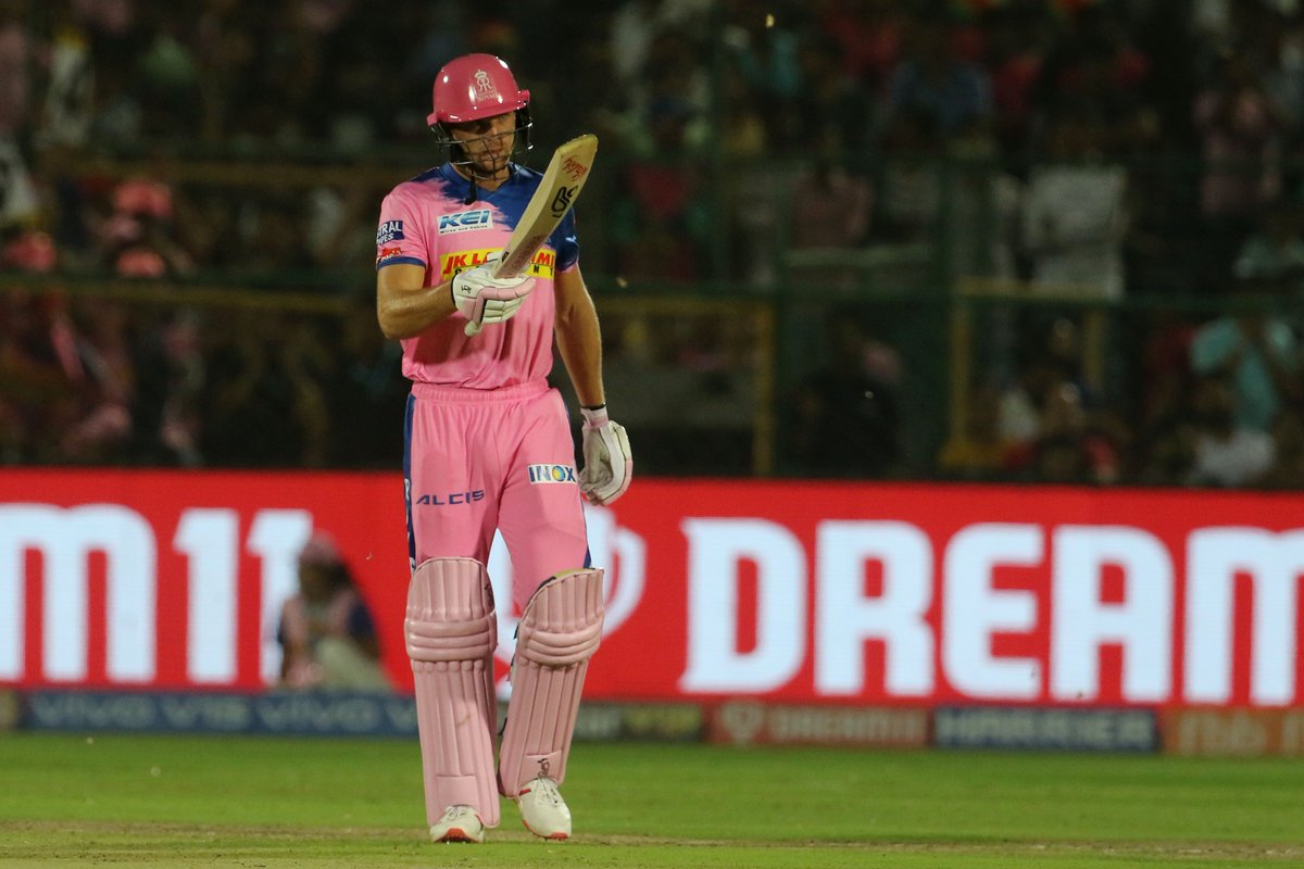 Rajasthan Royals opening batsman Jos Buttler celebrates after scoring fifty (Courtesy Rajasthan Royals Twitter)