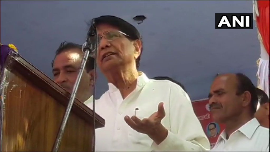 Chaudhary Ajit Singh addressing a gathering in Bagpath on Wednesday