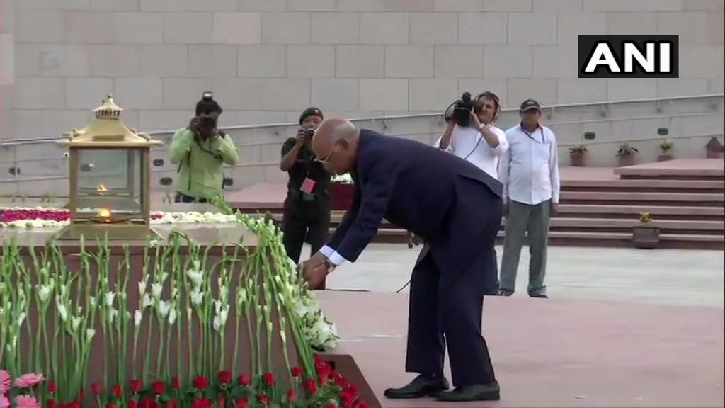 President Ram Nath Kovind at National War Memorial in New Delhi on Monday. Photo/ANI