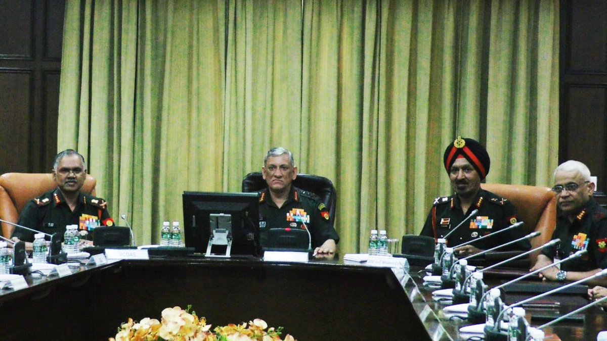 A photograph from the Army Commanders' Conference released by the Indian Army on Twitter.