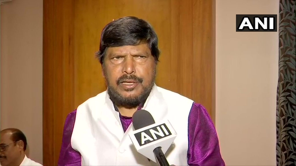 RPI leader Ramdas Athawale talking to ANI in Mumbai on Sunday. Photo/ANI