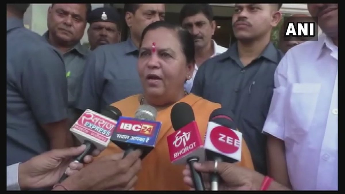Union Minister Uma Bharti in Durg on Tuesday Photo/ANI