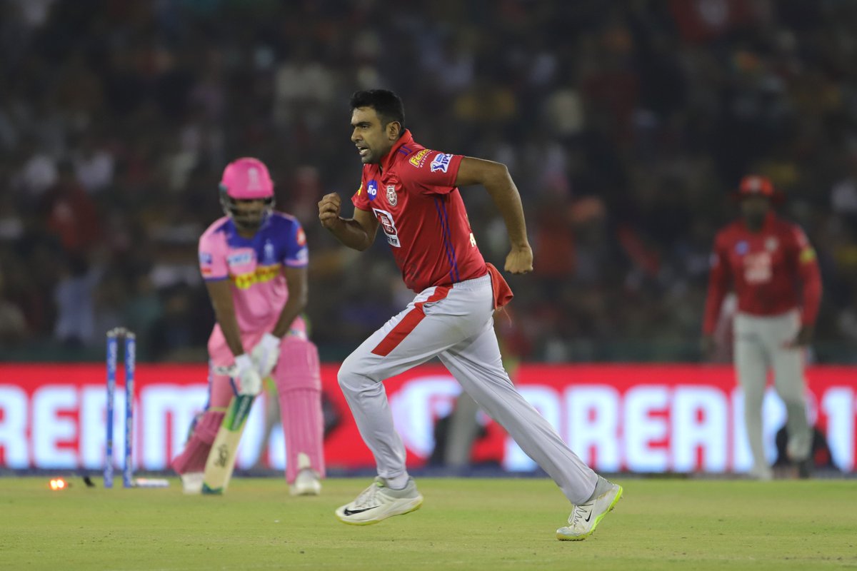 Ravi Ashwin celebrates after dismissing Sanju Samson (Photo/ Kings XI Punjab Twitter)