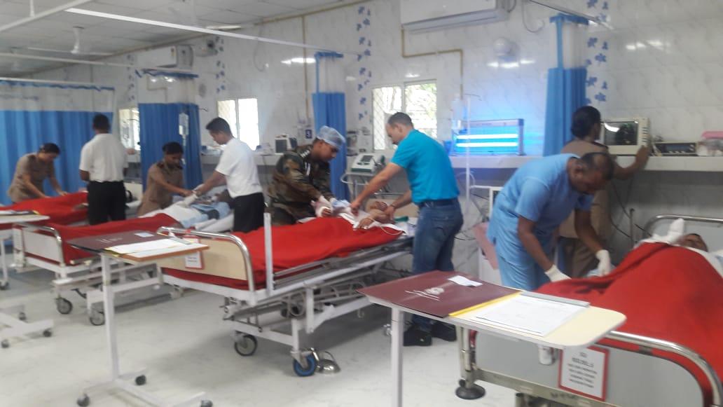 Three army personnel and one civilian being treated for their injuries at Military hospital in Dimapur on Friday. Photo/ANI