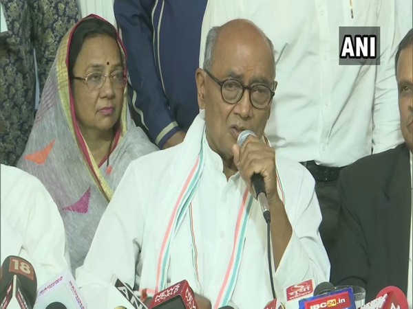 Congress leader Digvijaya Singh addressing a press conference in Bhopal, Madhya Pradesh on Saturday. Photo/ANI