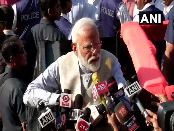 PM Modi addresses media after exercising his franchise in Ahmedabad, Gujarat on Tuesday. [Photo/ANI]