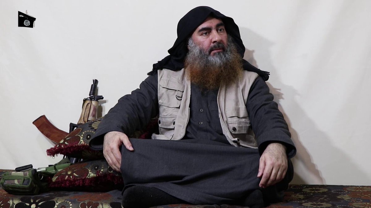 A still from a video released by Islamic State of Iraq and the Levant of its chief, Abu Bakr al-Baghdadi on Monday.