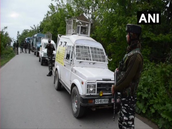 Security forces during the encounter in Shopian on Sunday. Photo/ANI