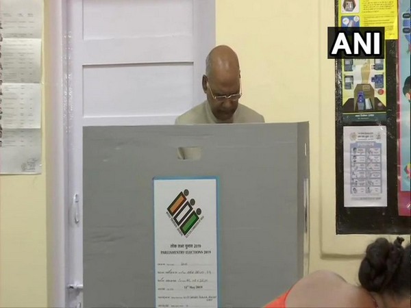 President Ram Nath Kovind casts his vote at a polling booth in Rashtrapati Bhavan