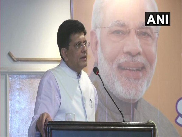 Union Minister Piyush Goyal addressing the business community in Ludhiana, Punjab on Sunday. Photo/ANI