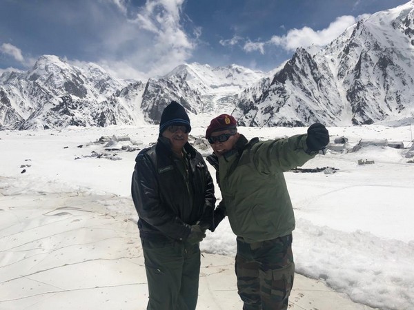 AOC-IN-C, Western Air Command, R Nambiar visited Kumar Post at 17,000 feet in Sicahen Glacier. Photo/ANI