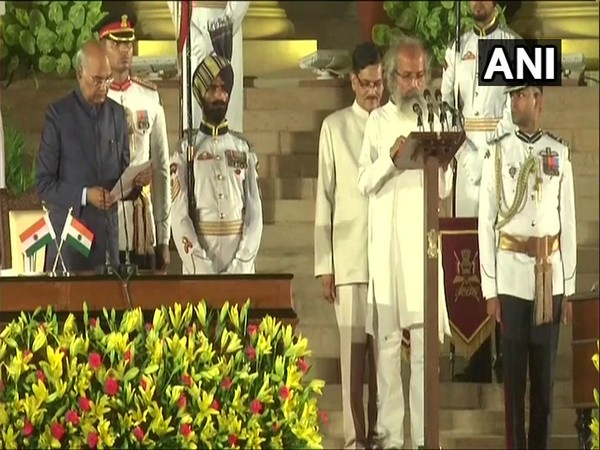 Pratap Chandra Sarangi taking the oath in New Delhi on Thursday. Photo/ANI