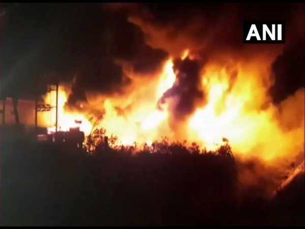 Fire at a chemical factory in Valsad. Photo/ANI