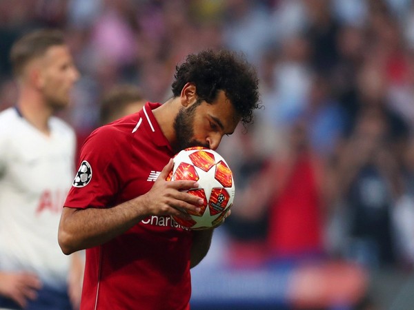 Liverpool player Mohamed Salah after strking goal against Tottenham Hotspurs (Photo/UEFA Champions League Twitter)