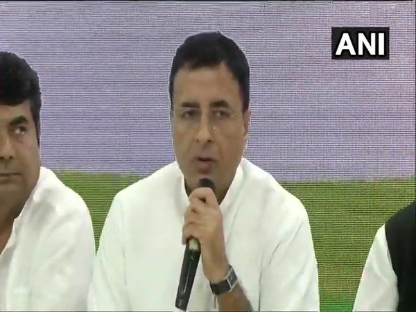 Congress spokesperson Randeep Singh Surjewala briefing media after CWC meet in New Delhi. Photo/ANI