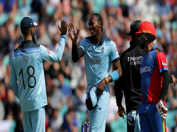 Jofra Archer in action against Afghanistan in a warm-up match (Photo/ Afghanistan Cricket Board Twitter)