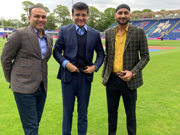 Former Indian cricketers Virender Sehwag, Sourav Ganguly and Harbhajan Singh (Photo/ Virender Sehwag Twitter)