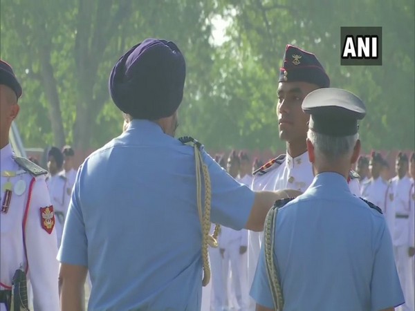 Air Chief Marshal Birender Singh Dhanoa during the Passing out Parade at NDA, Pune on Thursday. Photo/ANI