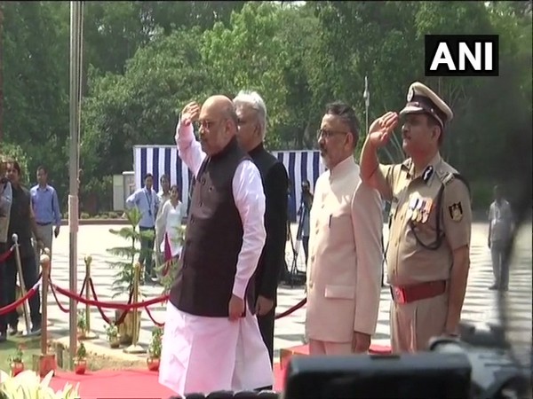 Union Home Minister Amit Shah at the National Police Memorial in New Delhi on Sunday. Photo/ANI