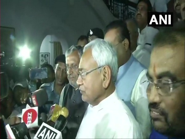 Bihar Chief Minister Nitish Kumar speaking to media persons in Patna on Sunday. Photo/ANI