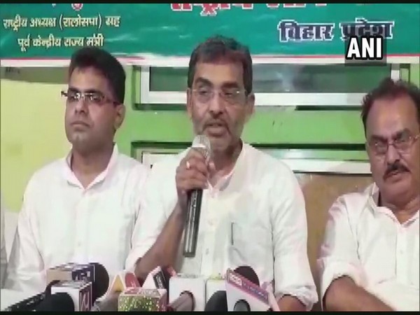 RLSP leader Upendra Kushwaha addressing a press conference in Patna on Monday. Photo/ANI