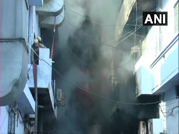 Fire at three garment factories on Noorwala road in Ludhiana on Friday. Photo/ANI