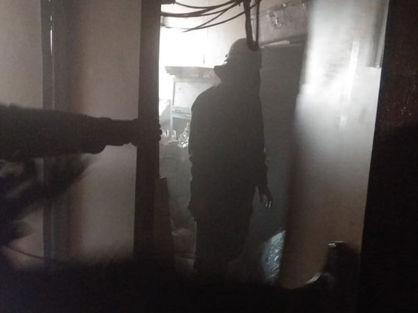 Fire fighters at Jeevan Deep building in New Delhi on Friday. Photo/ANI