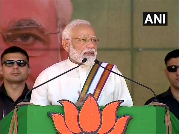 Prime Minister Narendra Modi addressing a gathering in Guruvayur in Thrissur of Kerala on Saturday. (Photo/ANI)
