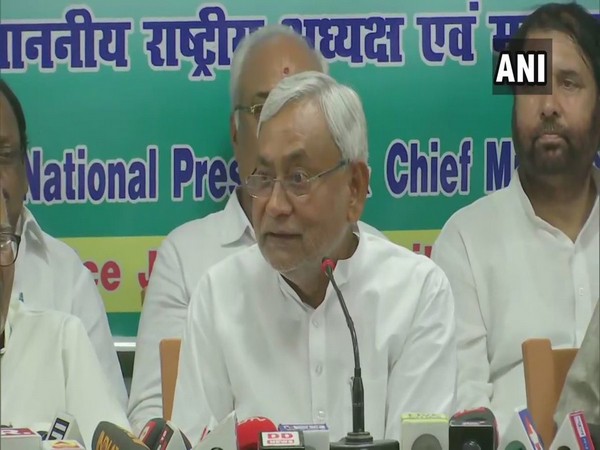 Bihar Chief Minister Nitish Kumar addressing a press conference in Patna, Bihar, on Saturday. Photo/ANI