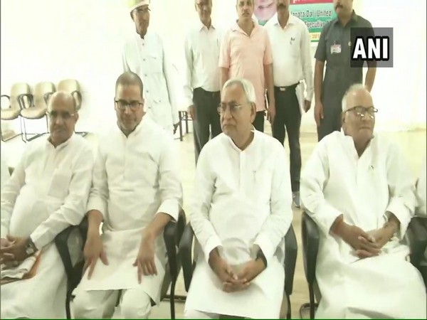 Senior JD (U) leaders at the party's executive meet in Patna on Sunday. (Photo/ANI)