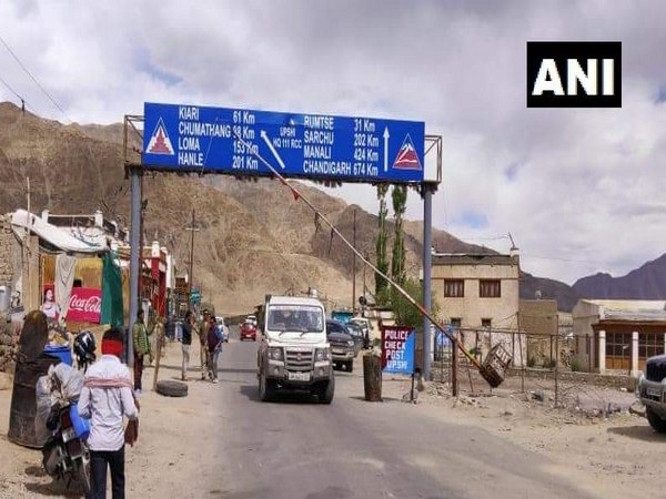 First civilian vehicles arrive in Leh on Monday. Photo/ANI