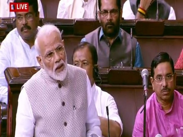 Narendra Modi speaking in Rajya Sabha in New Delhi on Wednesday. Photo/ANI