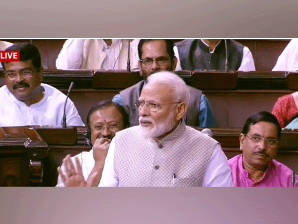 Prime Minister Narendra Modi addressing the Rajya Sabha on Wednesday. (Picture Source: Rajya Sabha TV)