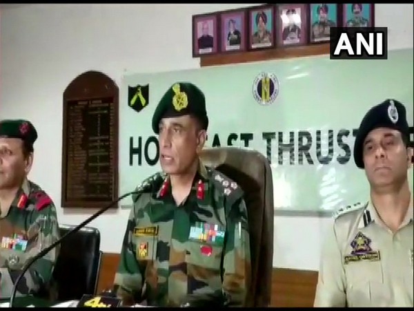 79 Mountain Brigade Commander, Brigadier Girish Kalia while addressing a press conference on Saturday. Photo/ANI