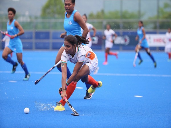 Indian Women Hockey player in action against Fiji