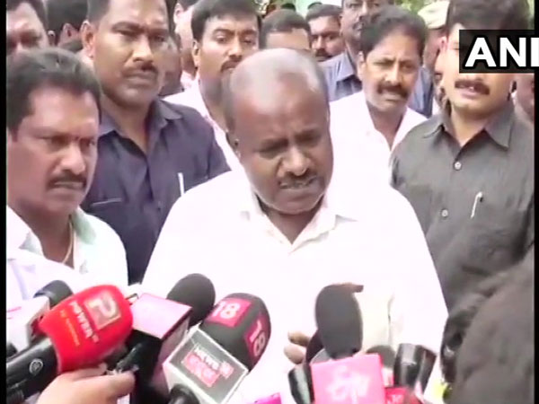 Karnataka Chief Minister HD Kumaraswamy while speaking to media on Tuesday (ANI)