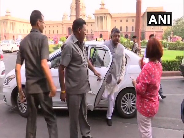 Telecom Minister Ravi Shankar Prasad arriving to attend the meeting in New Delhi on Wednesday. Photo/ANI
