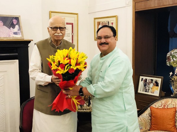 BJP leader J P Nadda met party veteran L K Advani on Wednesday. (Photo/Twitter@JPNadda)