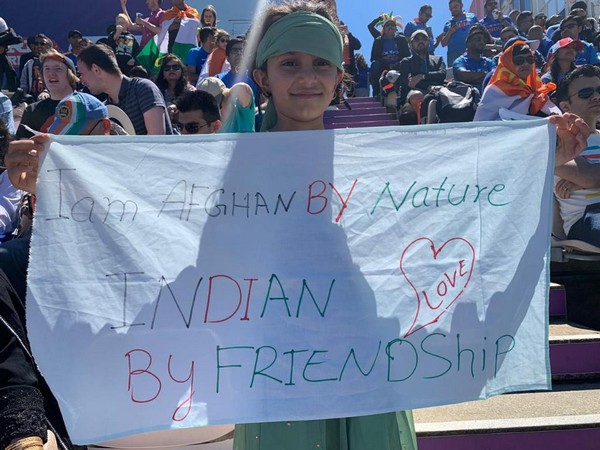 Fan during the India-Afghanistan World Cup match on Saturday (Photo/ Cricket World Cup Twitter)