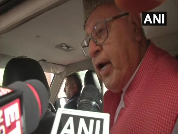 National Conference president Farooq Abdullah speaking to media persons in New Delhi on Monday. Photo/ANI