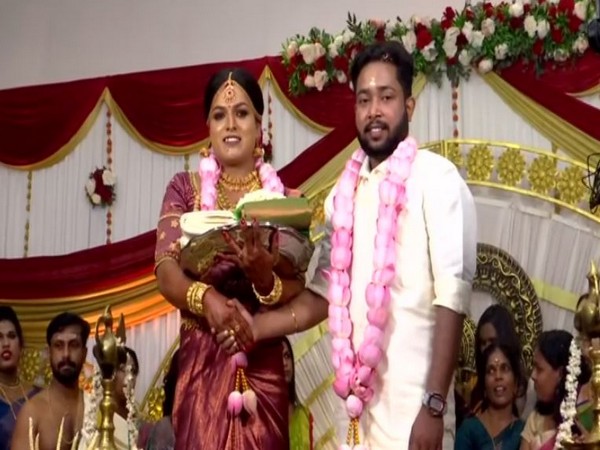 The trans couple Syama S Prabha and Manu Karthika. (Photo/ANI)