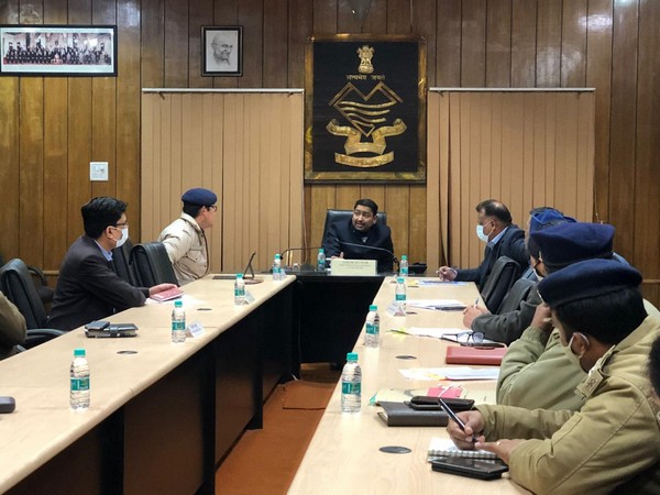 Uttarakhand Director General of Police (DGP) Ashok Kumar at a meeting. (ANI/Photo)