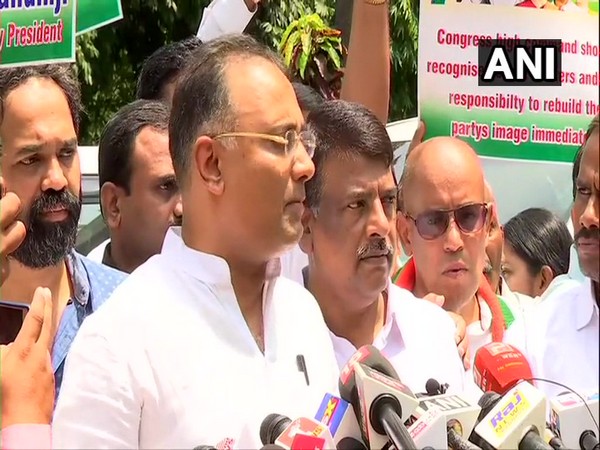 KPCC president Dinesh Gundu Rao interacting with media persons in Bengaluru on Wednesday. Photo/ANI