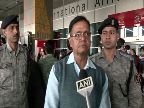 RB Singh, DIG CRPF at Delhi Airport to receive son (Photo/ANI)