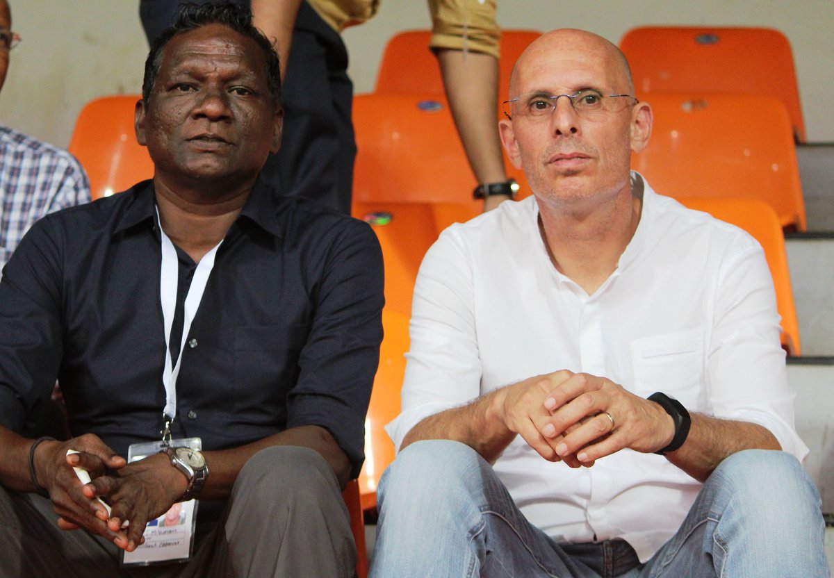 Former Indian striker IM Vijayan on the left (Courtesy- Indian Football Team Twitter)