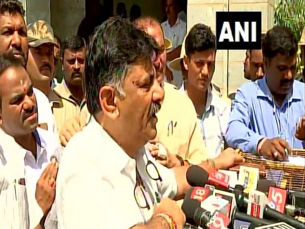 Karnataka Irrigation minister DK Shivakumar speaking to media on Thursday in Bengaluru (Photo/ANI)